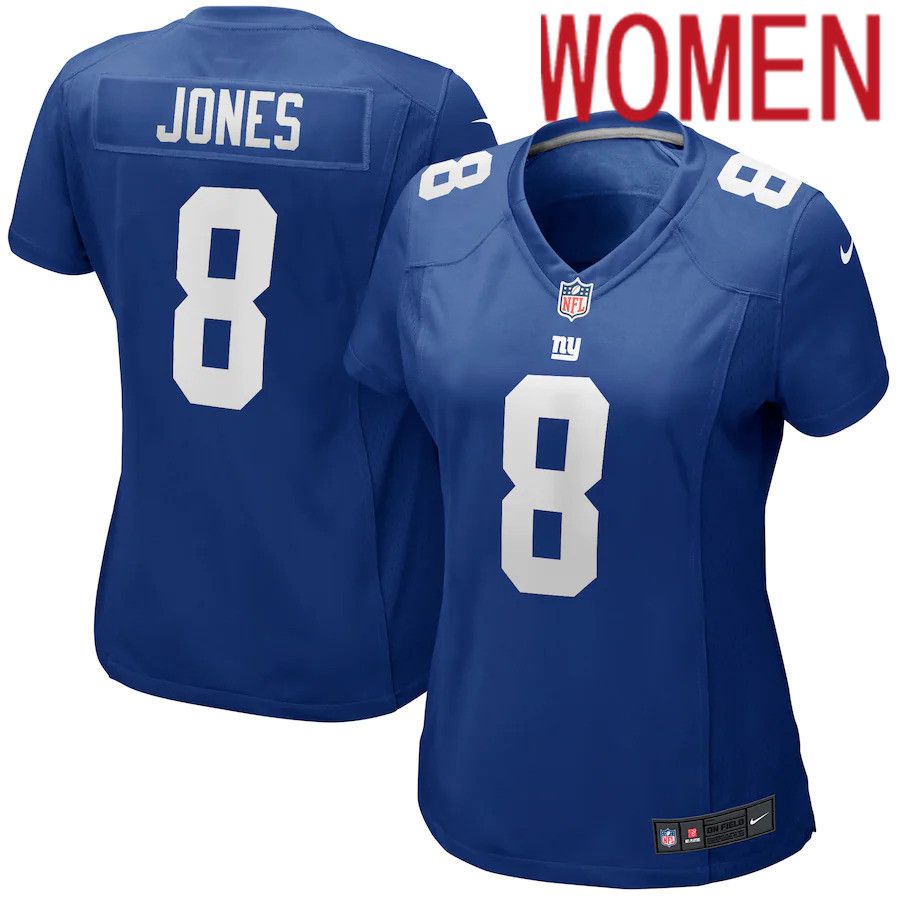 Women New York Giants #8 Daniel Jones Nike Royal Player NFL Jersey->women nfl jersey->Women Jersey